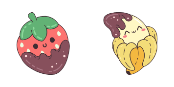 Kawaii Banana with Strawberries Cursor Pack