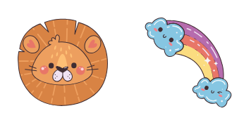 Pack de curseurs Kawaii Lion and Rainbow