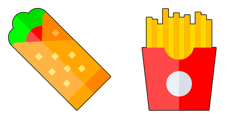 Roll and french fries cute cursor