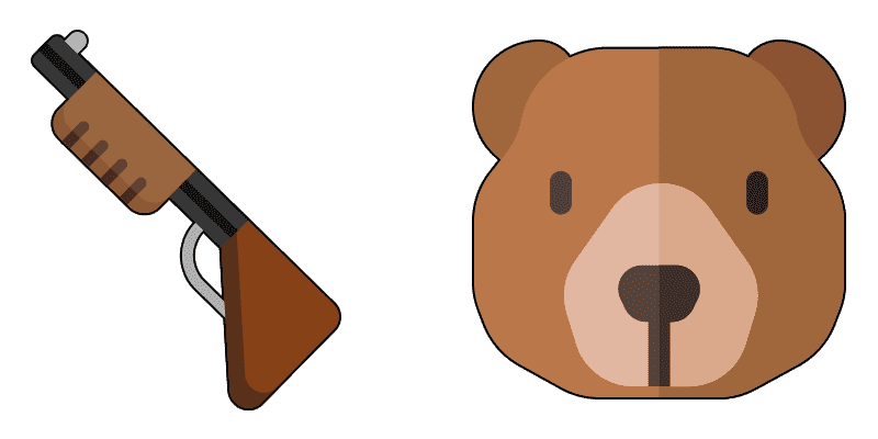 Shotgun and Bear cute cursor
