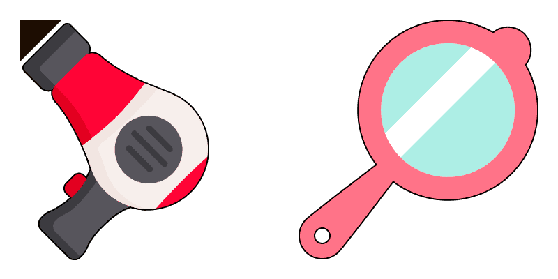 Hair dryer and mirror cute cursor