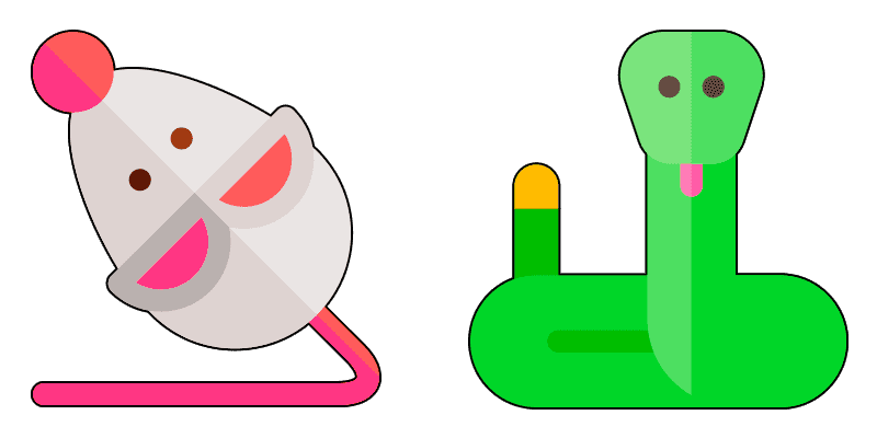 Mouse and snake cute cursor