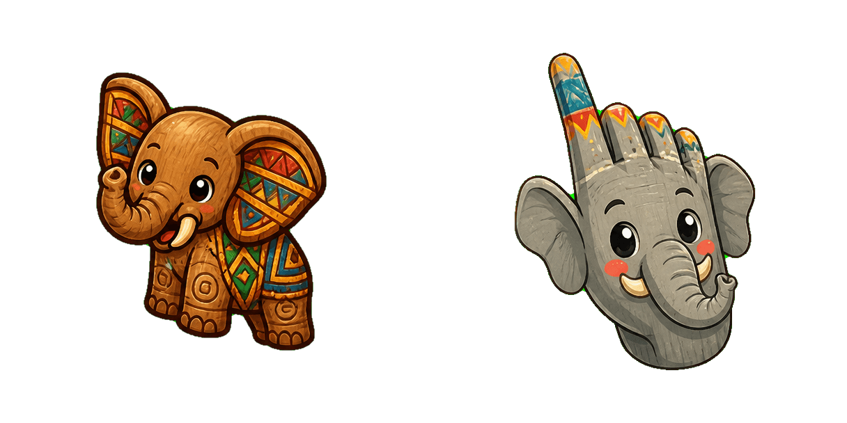 Africa Wooden Elephant Carving Cursor-Paket