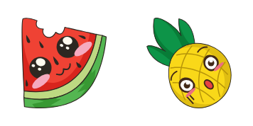 Kawaii Watermelon and Pineapple Cursor Pack