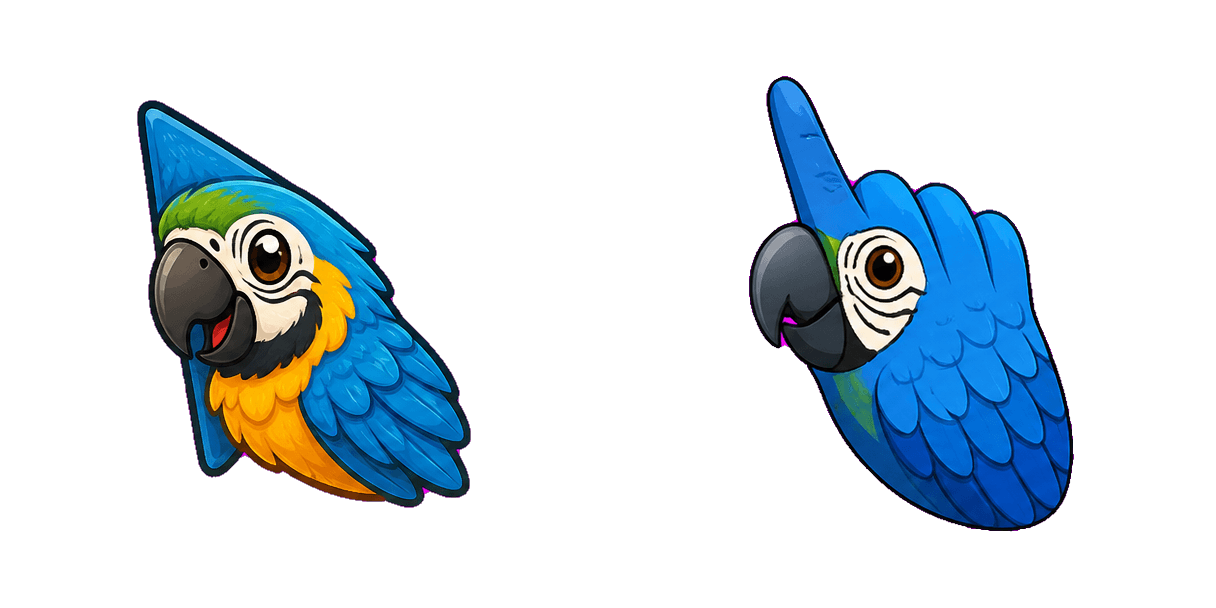 حزمة المؤشرات المخصصة Jungle Blue-and-Yellow Macaw