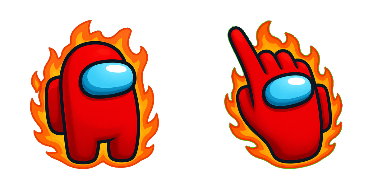 Among Us Red Character in Flames Cursor-Paket