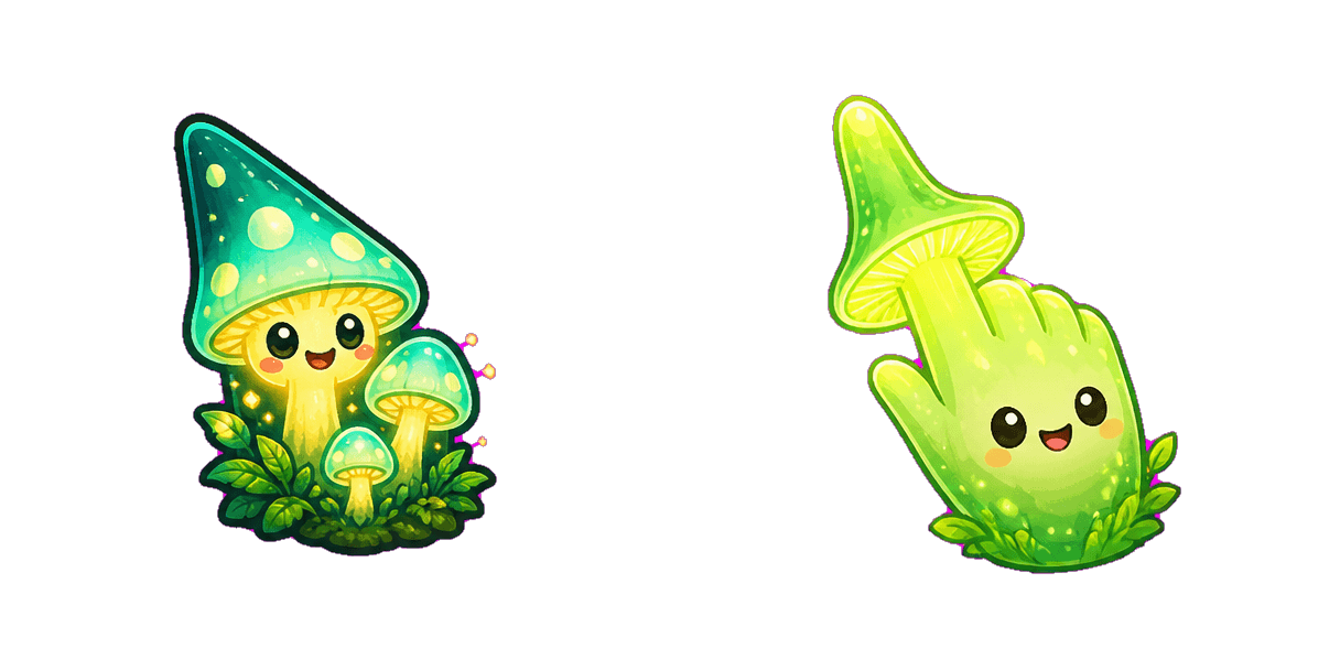 حزمة المؤشرات المخصصة Jungle Glow Mushrooms