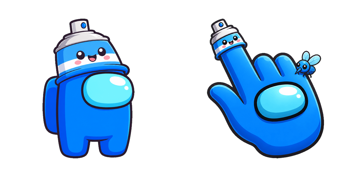 Among Us Blue Mosquito Spray Character cursor pack