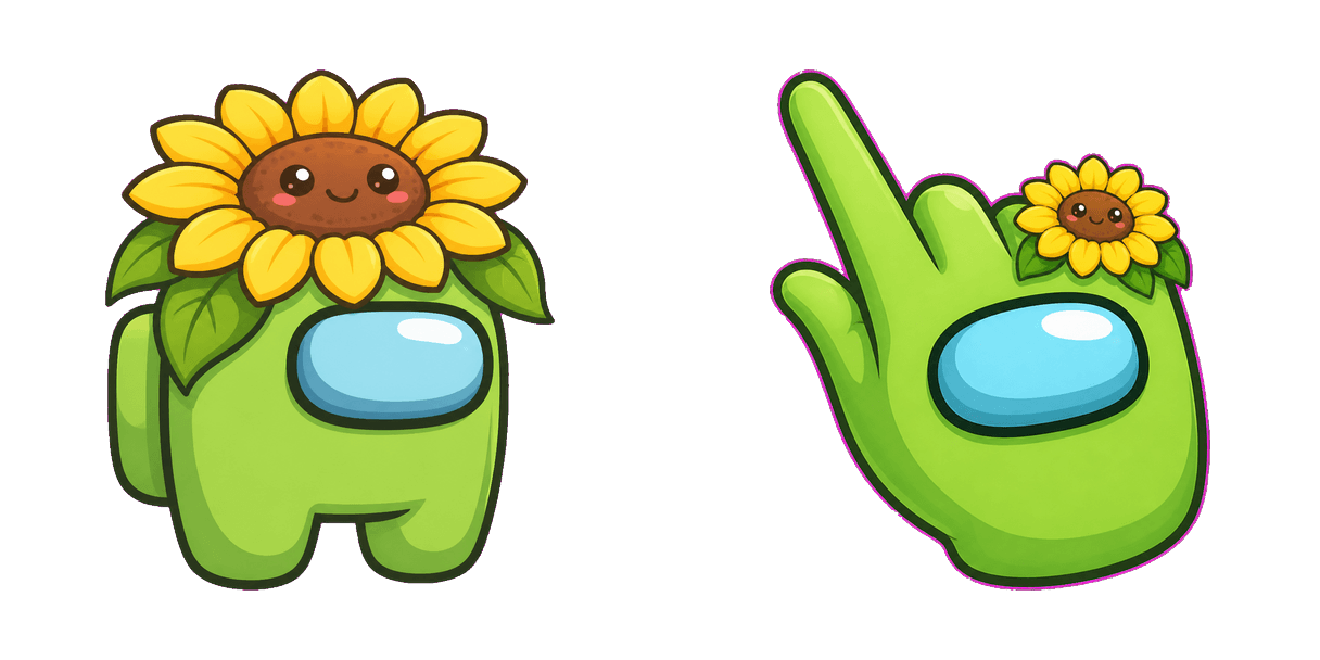 Among Us Green Sunflower Character Cursor-Paket