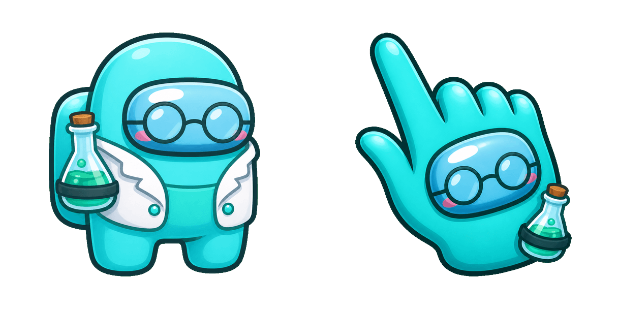 Pakiet kursorów Among Us Cyan Scientist Character