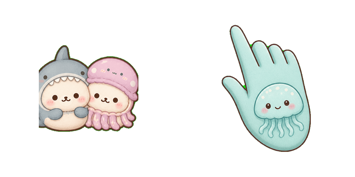 San-X Shirogoma in Shark and Jellyfish Costumes cursor pack