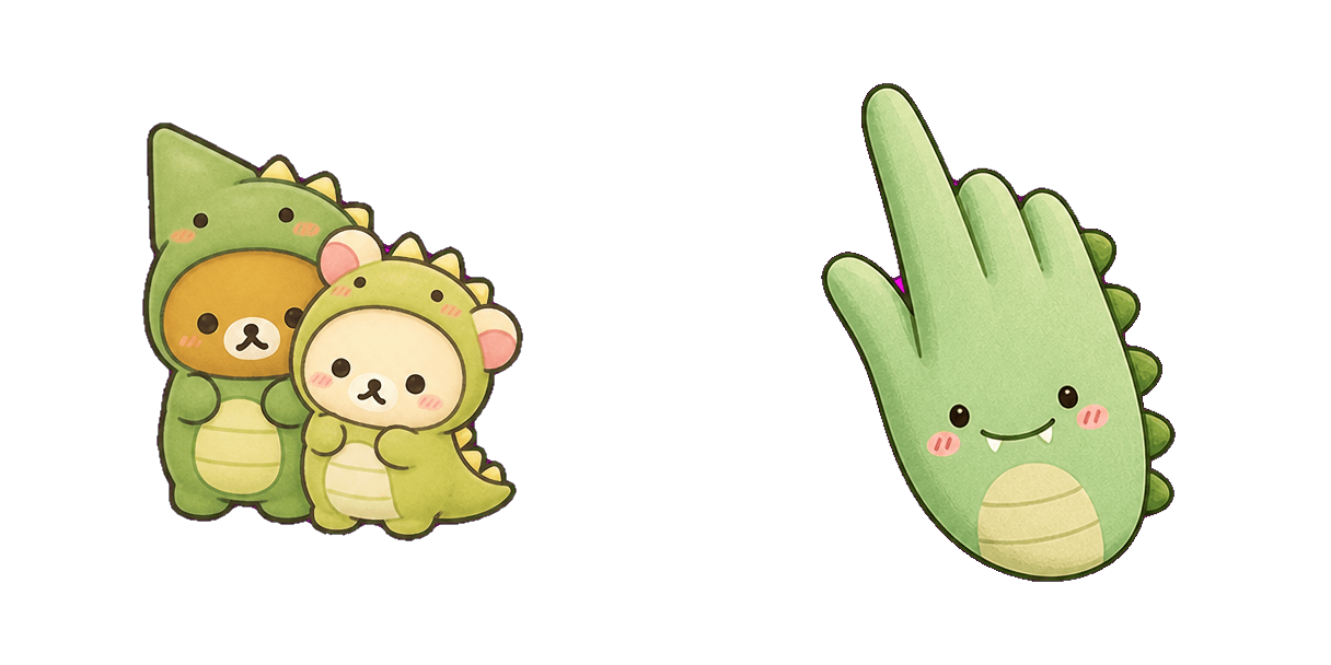 Pakiet kursorów San-X Rilakkuma and Korilakkuma in Dino Costumes