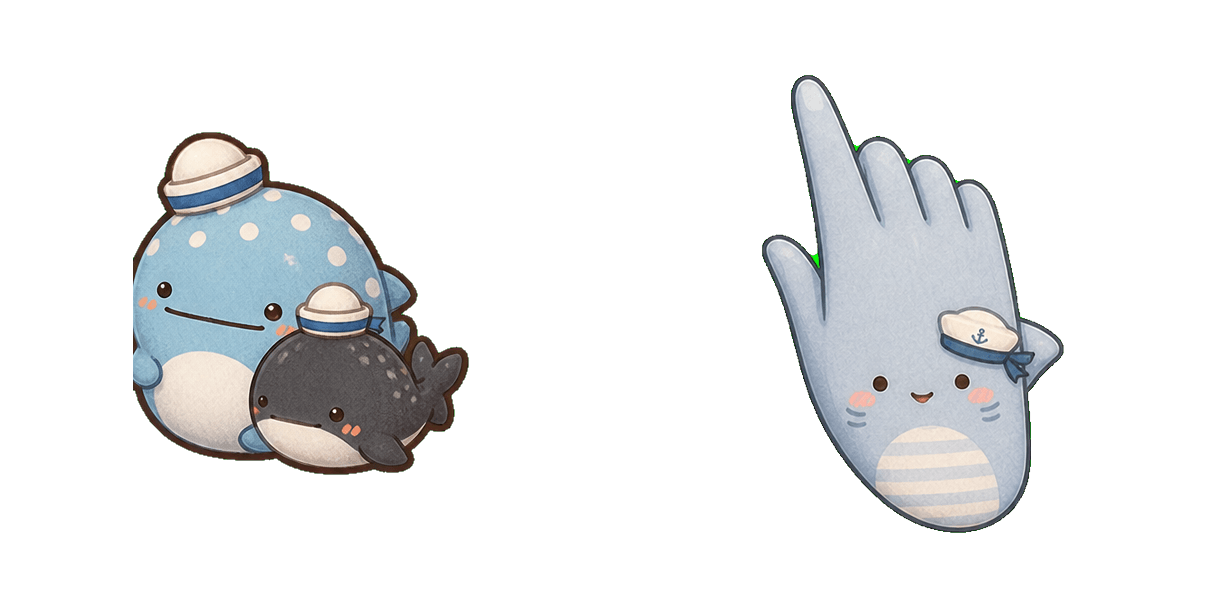 San-X Jinbesan and Kokujira in Sailor Hats cursor pack