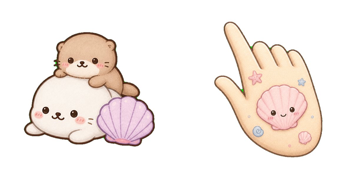 San-X Mamegoma Shirogoma Otter and Shell cursor pack