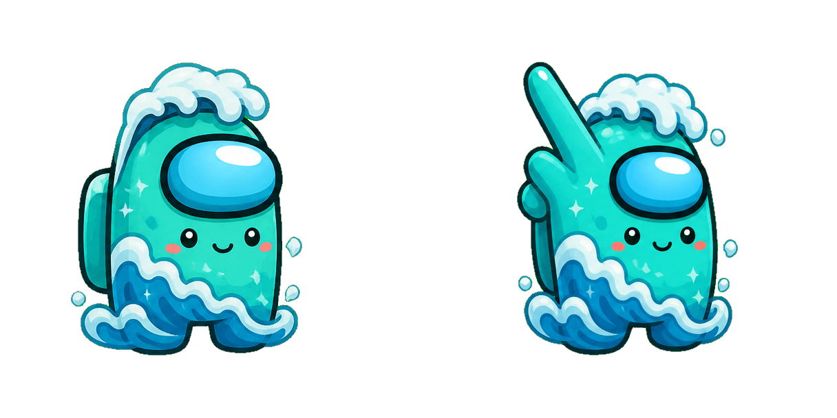 Пакет курсоров Among Us Cyan Ocean Wave Character