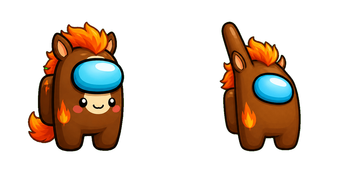 Among Us New Year Fire Horse Brown Character Cursor-Paket