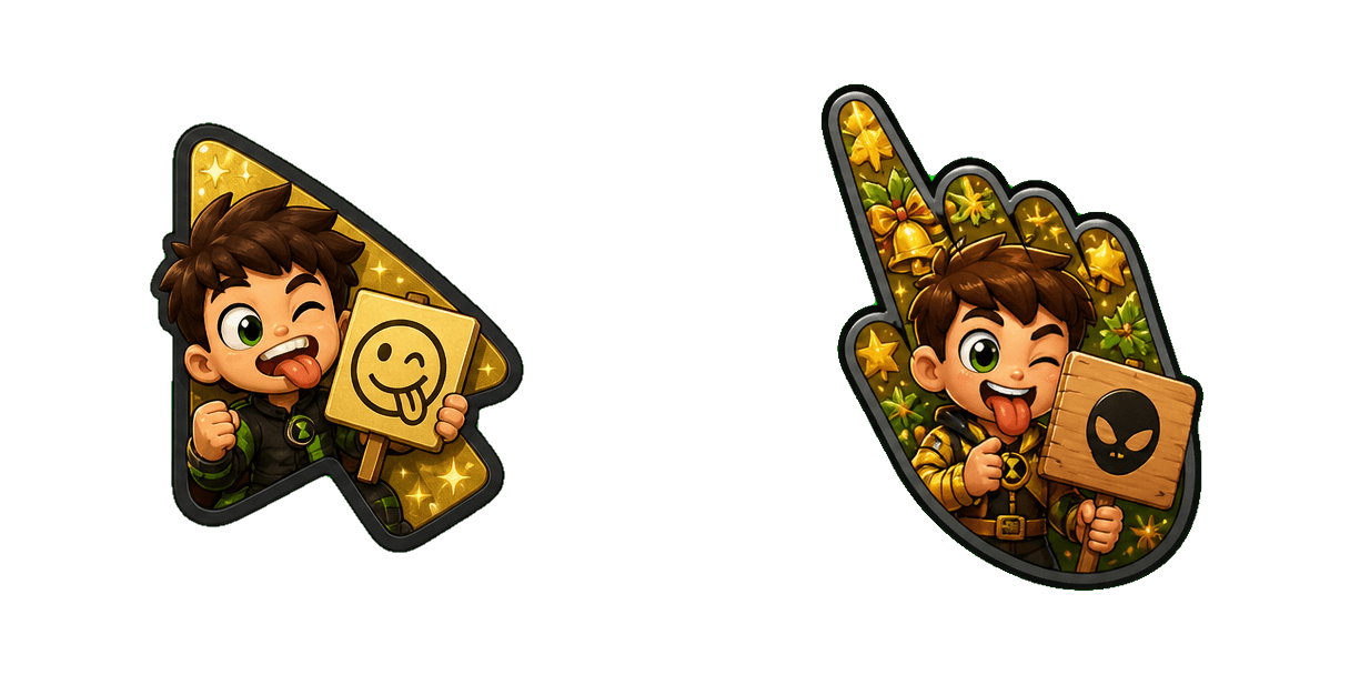 Pakiet kursorów Ben 10 Golden Funny Face and Sign