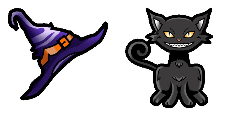 Halloween: Hat and Black Cat cute cursor