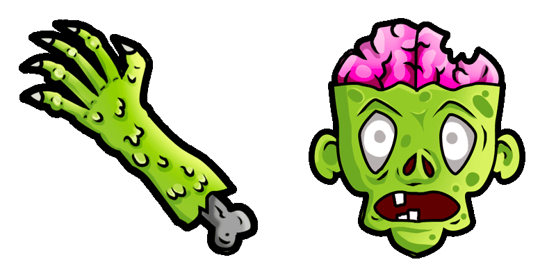 Halloween hand and zombies cute cursor