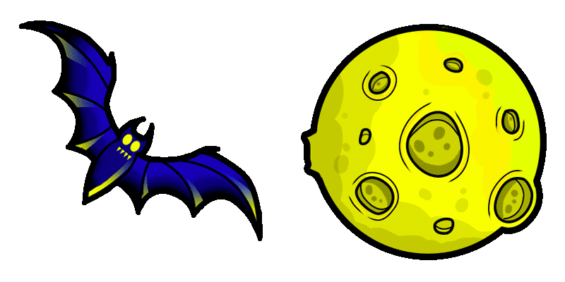Halloween: Bat and Moon cute cursor