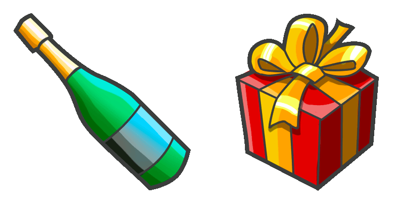 Champagne and a gift cute cursor