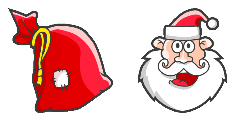 Gift bag and Santa Claus cute cursor
