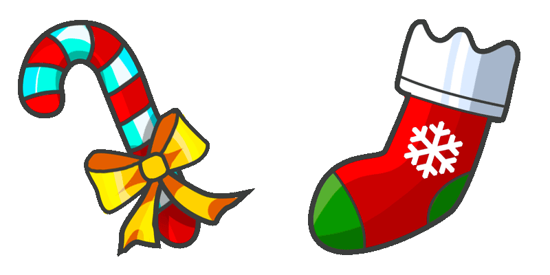Caramel Cane and Christmas sock cute cursor
