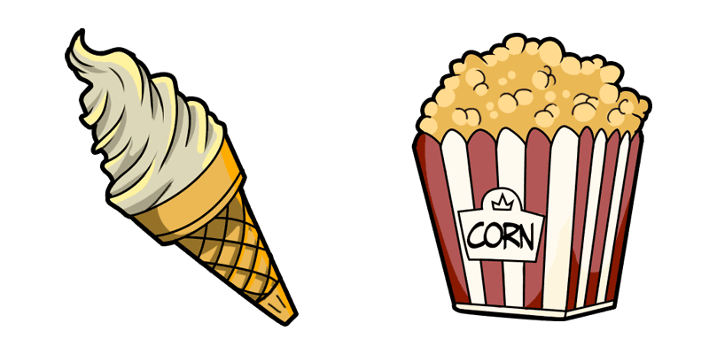 Ice cream and Popcorn cute cursor