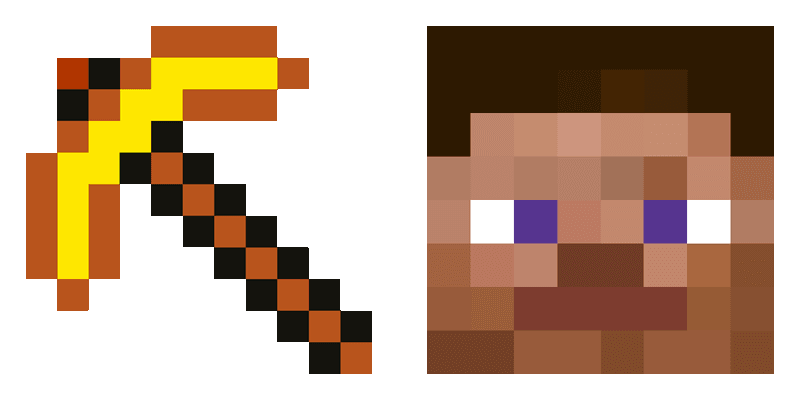 Golden Pickaxe and Steve cute cursor