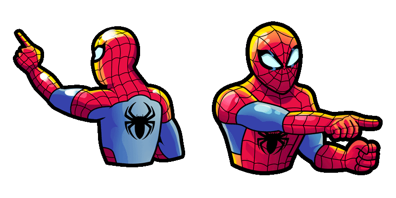 Spiderman pointing to Spiderman cute cursor
